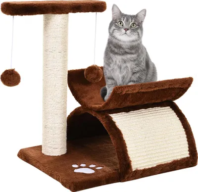 Produktbild von Kratzbaum43cmKleinerKatzenbaummitTunnel,U-förmigeLiegefläche,KatzenkratzbaummitKratzbrett,Spielball,KatzenmöbelfürkleineKatzen,Braun