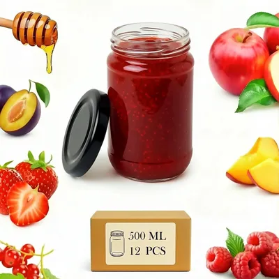 Immagine prodotto di Omgoods - Set di 12 barattoli di vetro da 500 ml con coperchio