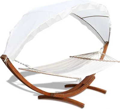 Produktbild von Hängematte mit Gestell Hängematten Hängesitz Hängemattenset Relax Stabhängematte Lärchenholz 415cm