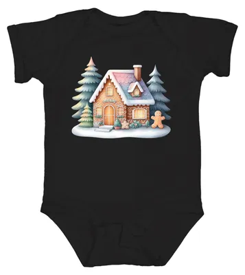 Productafbeelding van Lebkuchenhuisje - Kerstmis, kerstcadeau, unisex babyromper, zwart, maat 12/18 maanden