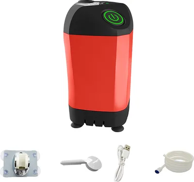 Produktbild von Campingdusche im Freien, tragbarer Duschkopf, elektrische Duschpumpe, IPX7 wasserdicht, mit Digitalanzeige, Rot