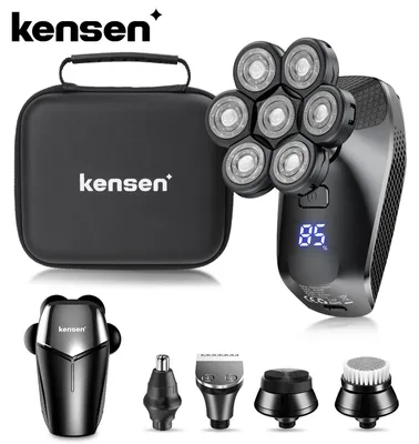 Image de Rasoir électrique 5-en-1 - Lames flottantes 7D - Rechargeable via USB Type-C - Étanchité IPX6 - Pour le visage et le corps