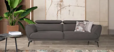 Produktbild von Grau Wohnzimmer Sofa Designer Polster Couchen Leder Sofas Holzgestell