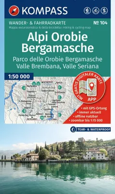 Produktbild von KOMPASS Wanderkarte 104 Alpi Orobie Bergamasche, Parco delle Orobie Bergamasche, Valle Brembana, Valle Seriana 1:50.000