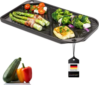 Produktbild von bremermann Grillpfanne Steingut, Grillschale flach für BBQ, eckig schwarz