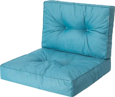 Produktbild von Gartenstuhlauflage "Kaja" – 2-teiliges Sitz- & Rückenkissen – Größe 2 (59×59 + 59×39 cm) – Outdoor Sitzpolster Set | PillowPrim