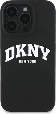 Produktbild von DKNY DKHMP16LSNYACH iPhone 16 Pro 6.3" schwarz hardcase Silicone White Printed Logo MagSafe Schutzhülle