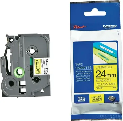 Produktbild von Brother Schriftbandkassette TZE-651 gelb/schwarz 24 mm