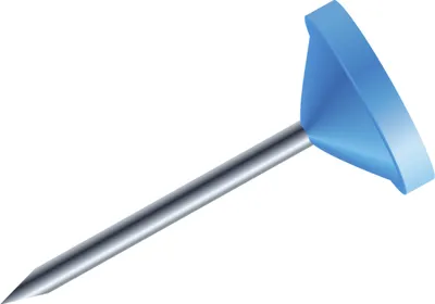 Produktbild von Exacompta 14502E Blisterbox mit 100 Stück Flachkopfnadeln, Ø5mm, Spitze 8mm - Hellblau
