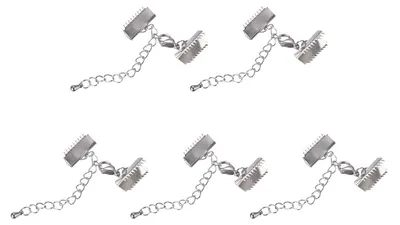 5 Sets Crimpzubehör mit Kette, 15 mm, silberfarben