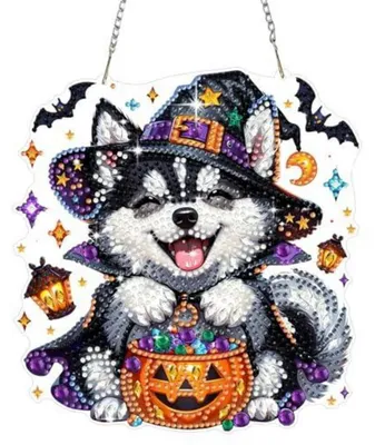 Immagine prodotto di Collana con decorazione a mosaico di diamanti 5D, tema Halloween, mago, decorazione da appendere per finestre, ornamento decorativo, modello XS102