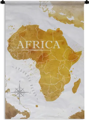 Produktbild von MuchoWow® Wandteppich Wandbehang Weltkarte - Afrika - Gold 90x135 cm Tapisserie Dekoration Wandtuch - Baumwolle - Wandskulptur