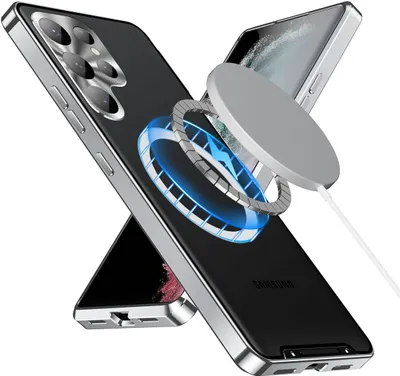 Obrázek produktu pro Kovové pouzdro pro Samsung Galaxy S23 Ultra matné průsvitné pouzdro s magnetickou cívkou a ochranou kamery Stříbro