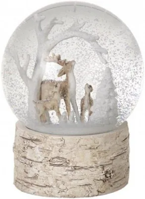 Produktbild von Winter Schneekugel mit Hirsch auf Holzbasis