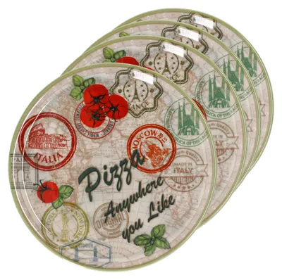 Obrázek produktu pro sada 4 talířů na pizzu Moskva zelená Ø 33 cm Servírovací talíř XL talíř porcelánový