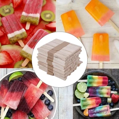 Obrázek produktu pro 400 kusů dřevěných tyčinek na zmrzlinu, přírodní dřevo, vhodné pro výrobu, DIY, tyčinky na zmrzlinu, kuchyňské potřeby