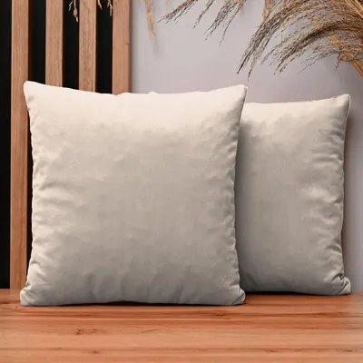 Obrázok produktu pre MG Design, dvojica vankúšových poťahov, 50 x 50 cm, svetlo béžová farba – so zipsom, jemne lesklá, príjemná na dotyk, ľahká údržba a dlhá životnosť