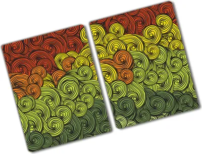 Produktbild von Tulup Glas Herdabdeckplatte - 2x40x52 cm - Glaskeramikkochfeld-Abdeckung Spritzschutz Glasabdeckplatte Kochplattenabdeckung und Schneidebrett - Zweiteilig - Kunst: modern & klassisch - Bunte Wellen - Mehrfarbig