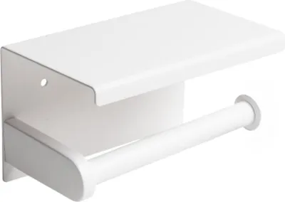 Immagine prodotto di Porta rotolo di carta igienica mensola da parete bagno acciaio inox bianco gancio