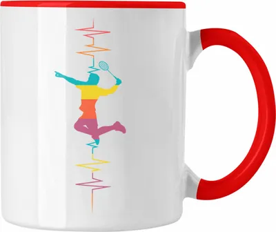 Produktbild von Trendation - Lustige Handball-Tasse Herzschlag Grafik Geschenk für Handballspieler (Rot)