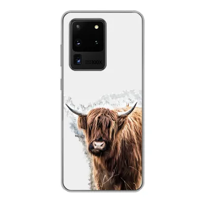 Produktbild von MuchoWow® Handyhülle Schutzhülle Hülle für Samsung Galaxy S20 Ultra Schottischer Highlander - Farbe - Grau Silikon Softcase Handy Hülle - Karteninhaber