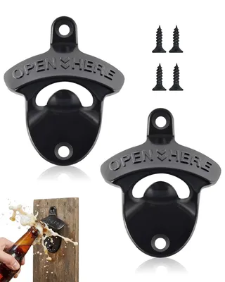 Wandflaschenöffner-Set, 2 Stück, Zinklegierung, Vintage, schwarz