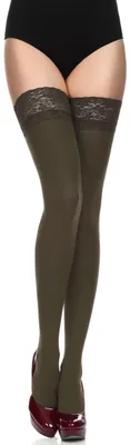Image de Merry Style Bas Femme Microfibre 40 DEN avec Dentelle MSSSJ01 (Kaki, XS/S)