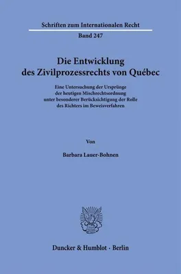 Obrázek produktu pro Die Entwicklung des Zivilprozessrechts von Québec