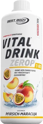Produktbild von Best Body Nutrition - Vital Drink Zerop - 1000 ml Flasche, 1 x 1000 ml Flasche, Geschmack: Pfirsich Maracuja
