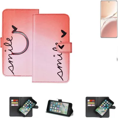 Produktbild von K-S-Trade Schutzhülle Handyhülle kompatibel mit Oppo A3 Pro CPH2639 Hülle cover bookstyle Etui ''smile'' rot Standfunktion Kameraschutz (1Stk)