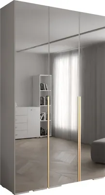 Produktbild von MEBLE KRYSPOL Inova 1 Schrank Spiegel - 236,7x150x47cm - Weiß Weiß Gold