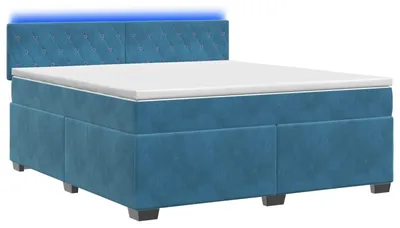 Zdjęcie produktu dla Łóżko platformowe vidaXL z materacem i podświetleniem LED (niebieskie), 140 x 190 cm, obita welurem