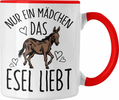 Produktbild von Trendation - Lustige Esel-Tasse Geschenk für Mädchen, die Esel lieben "Nur Ein Mädchen Das Esel Liebt" (Rot)