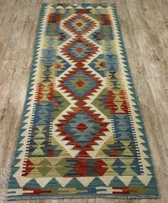 Produktbild von Teppich KELIM ORIGINAL | Farbe: Multi; Größe: 67x184 cm | strapazierfähig und leicht zu reinigen | Wohnzimmer | Schlafzimmer