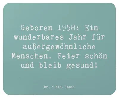 Produktbild von Mr. & Mrs. Panda Mousepad Spruch 1958 Geburtstag - Meeresbrise - Geschenk, Glückwunsch, besondere Jahre, laptop, computer mauspad, Geburtsjahr, Jahrgang, Happy Birthday