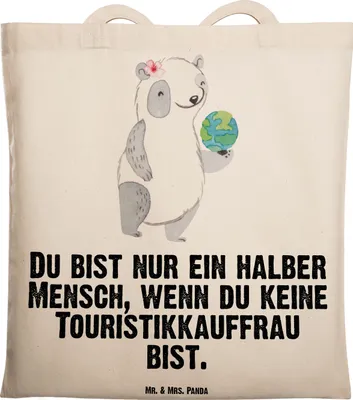 Produktbild von Mr. & Mrs. Panda Shopping Tasche Touristikkauffrau Herz - Transparent - Geschenk, Einkaufstasche, Jutebeutel, Uni, Stoffbeutel, Laptoptasche