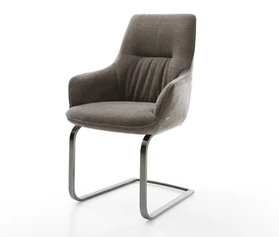 Produktbild von DELIFE Freischwinger Zelia-Flex mit Armlehnen Strukturstoff Soft Taupe Freischwinger flach Graphit Taschenfederkern