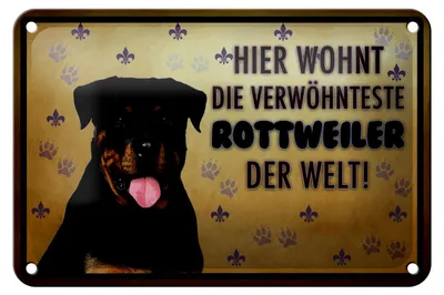 Produktbild von Blechschild Spruch 18x12cm Hund hier wohnt die Rottweiler