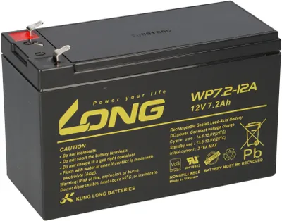 Produktbild von Kung Long VdS WP7.2-12A F1 12V 7,2 Ah Blei AGM Akku 4,8mm Faston
