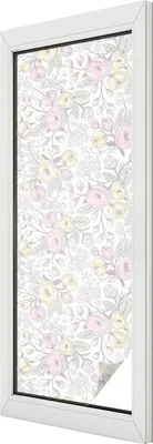 Obrázek produktu pro Vitrážová fólie na okna - 146x50 cm - vitrážový vzor - neprůhledná dekorativní fólie na ochranu soukromí - samolepicí, UV ochrana - květinový vzor