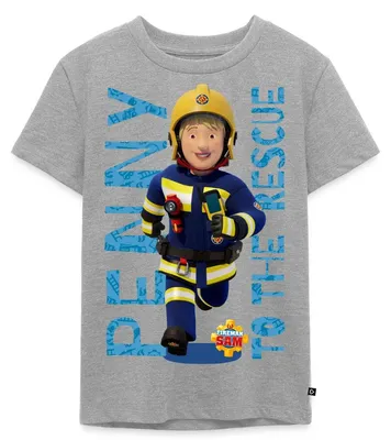 Produktbild von Spreadshirt Feuerwehrmann Sam™ Penny To The Rescue Kinder Premium T-Shirt, 110/116 (4 Jahre), Grau meliert