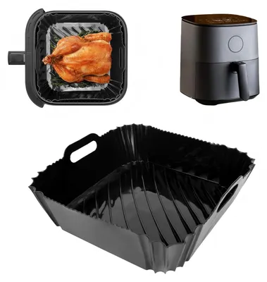 Siliconen Backform für Air Fryer, 4,7–6,2 l, schwarz