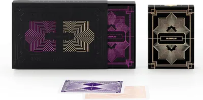 Image de Jeu de cartes, 2 jeux, couleur lilas et or, format poker, index jumbo, étanches, idéal pour le Texas Hold'em