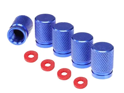 Imagen del producto de Tapones de válvula de aluminio, 5 uds., azules