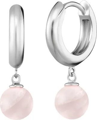 Produktbild von Engelsrufer Creolen ERE-RQ-CR Sterling Silber mit Rosenquarz Perle