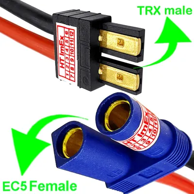 Produktbild von EC5 TRX Adapterkabel Female zu Male 12AWG für RC Akku und Modellbau