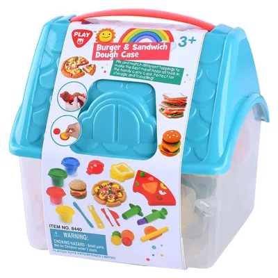Immagine prodotto di Gioco di modellazione argilla set hamburger panino scatola di immagazzinaggio 4 colori modellazione argilla