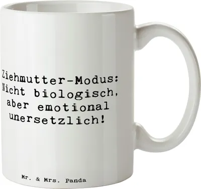 Produktbild von Mr. & Mrs. Panda Kaffeetasse Spruch Ziehmutter Modus - Weiß - Geschenk, Stiefmutter, Liebe, Kaffeepott, emotionale Bindung, Trinkbecher, Jubiläen, Unterstützung, Lächeln