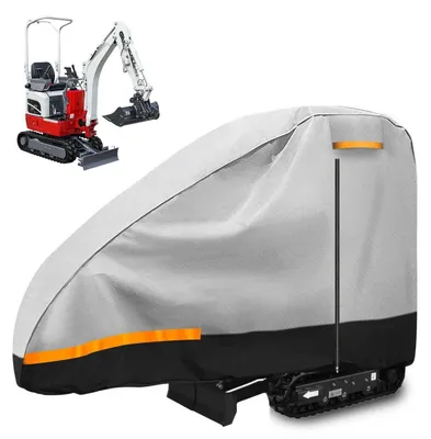 Image de Bâche de protection pour mini-pelles de 10 à 15 chevaux, en Oxford 300D, imperméable, avec fermeture éclair, de couleur grise et noire
