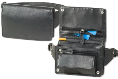 Produktbild von Rimbaldi® Kompakte Luxus-Bauchtasche - extrem Flach aus feinem Nappa-Rindsleder in Schwarz